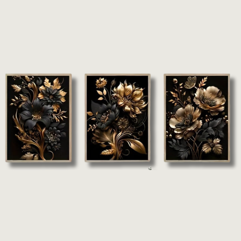LuxeBloom - Golden Flower Wall Decor