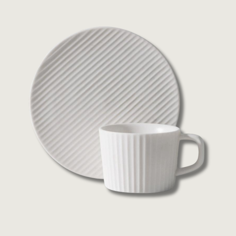 PureStone - Elegant Coffee Mug Set in Grey & White