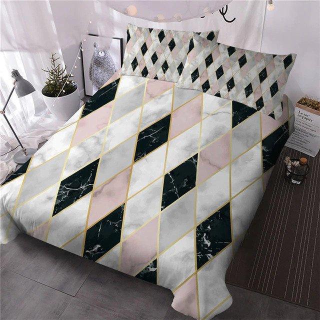 Thelittleesse™ Irregular Geometric Printed Bedding Set – Modern 3/4-Piece Abstract Comfort Collection