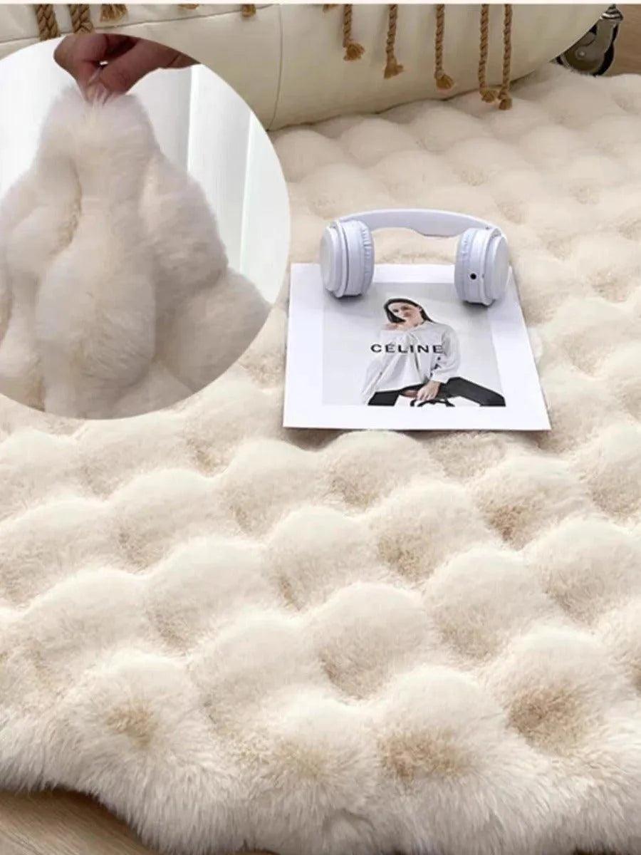 Faux Fur Fluffy Plush Round Rug │ Soft Bubble Velvet Wool-like Anti-slip Floor Carpet