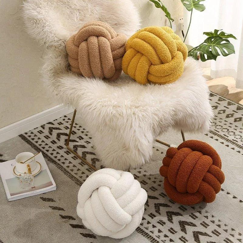 Hand-woven Knotted Ball Cushion │ Sofa Living Room Decorative Spherical Throw Pillow