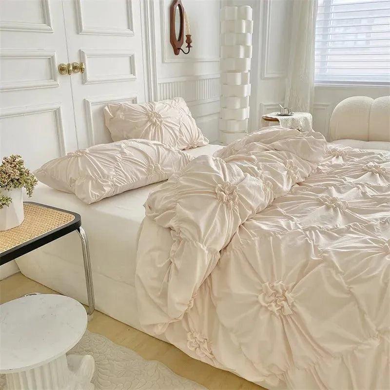 High End Three-dimensional Pinch Pleated Bedding Set │ Modern Boho Quilt Bed Duvet cover Pillow case