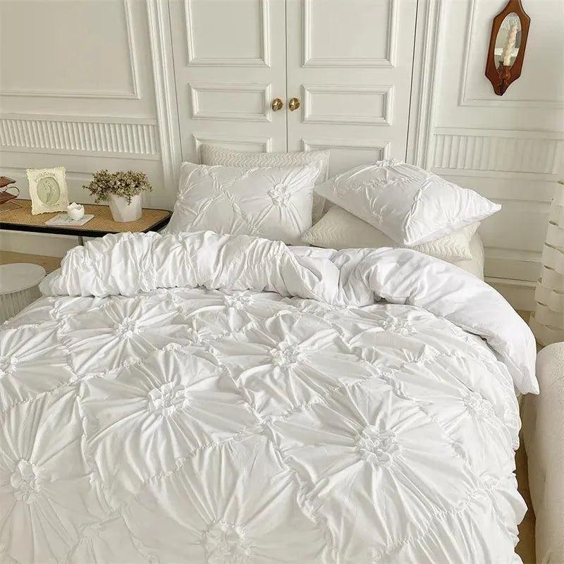 High End Three-dimensional Pinch Pleated Bedding Set │ Modern Boho Quilt Bed Duvet cover Pillow case