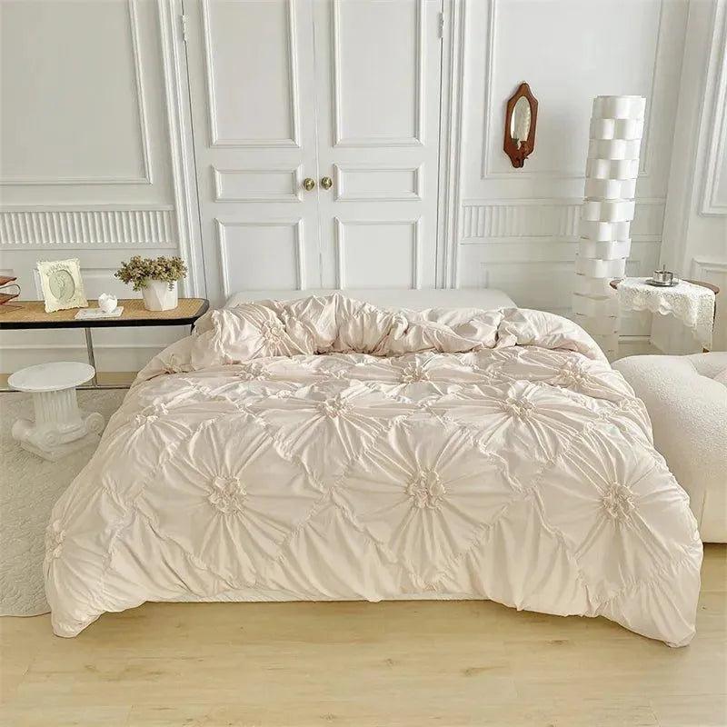 High End Three-dimensional Pinch Pleated Bedding Set │ Modern Boho Quilt Bed Duvet cover Pillow case