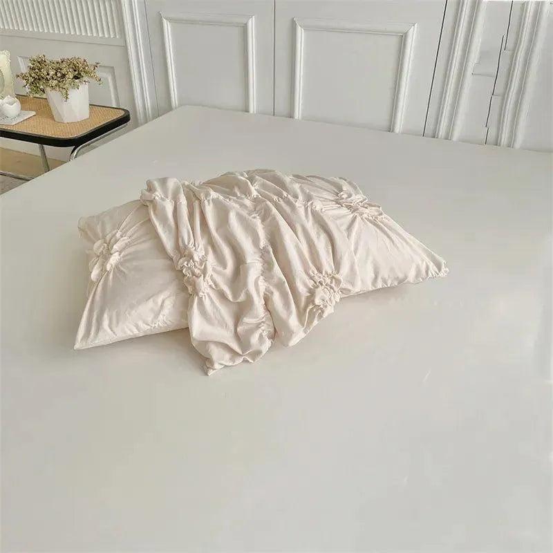 High End Three-dimensional Pinch Pleated Bedding Set │ Modern Boho Quilt Bed Duvet cover Pillow case