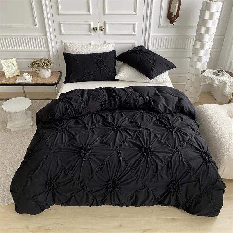 High End Three-dimensional Pinch Pleated Bedding Set │ Modern Boho Quilt Bed Duvet cover Pillow case