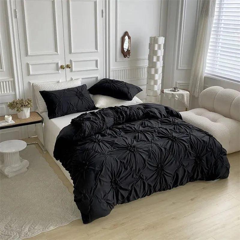 High End Three-dimensional Pinch Pleated Bedding Set │ Modern Boho Quilt Bed Duvet cover Pillow case