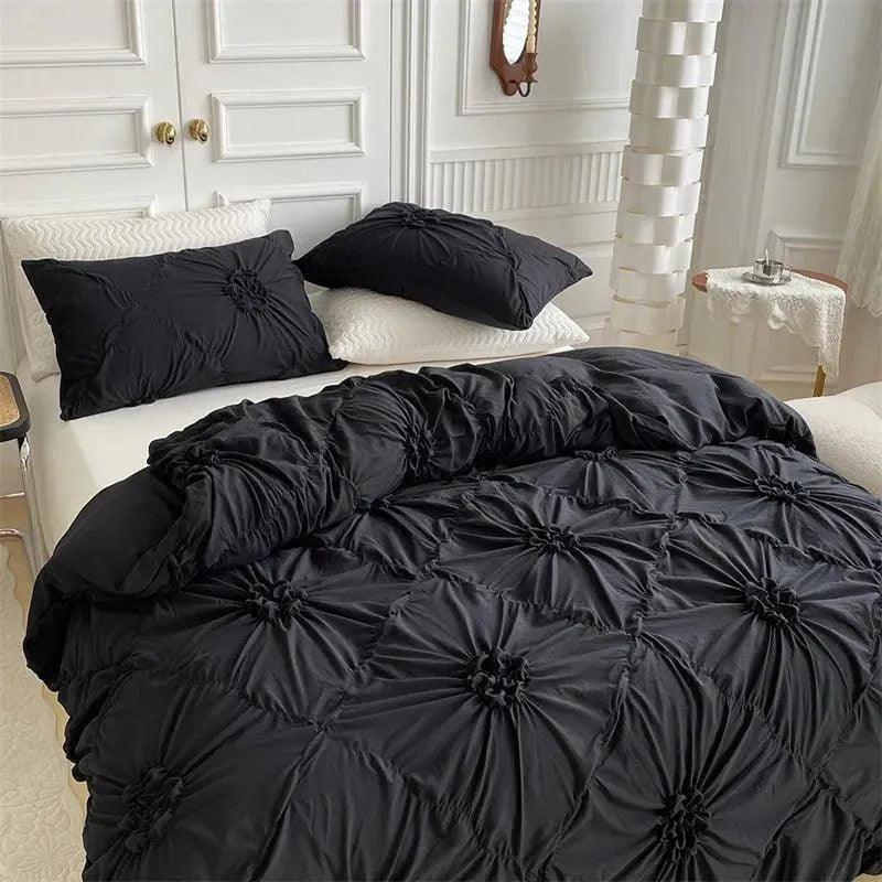 High End Three-dimensional Pinch Pleated Bedding Set │ Modern Boho Quilt Bed Duvet cover Pillow case