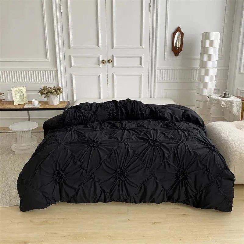High End Three-dimensional Pinch Pleated Bedding Set │ Modern Boho Quilt Bed Duvet cover Pillow case