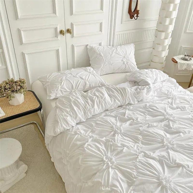 High End Three-dimensional Pinch Pleated Bedding Set │ Modern Boho Quilt Bed Duvet cover Pillow case