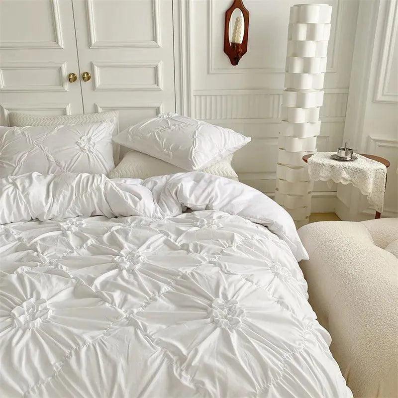 High End Three-dimensional Pinch Pleated Bedding Set │ Modern Boho Quilt Bed Duvet cover Pillow case