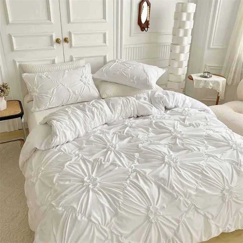 High End Three-dimensional Pinch Pleated Bedding Set │ Modern Boho Quilt Bed Duvet cover Pillow case