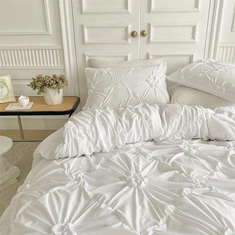 High End Three-dimensional Pinch Pleated Bedding Set │ Modern Boho Quilt Bed Duvet cover Pillow case