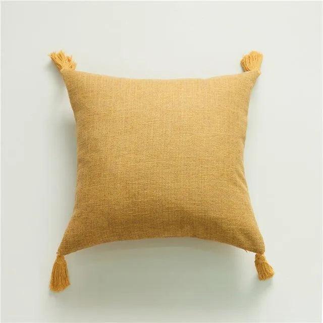 Minimal Linen Cushion Cover with Tassels │ Nordic Home Soft Decorative Pillowcase