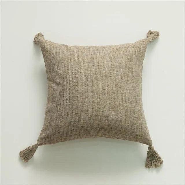 Minimal Linen Cushion Cover with Tassels │ Nordic Home Soft Decorative Pillowcase