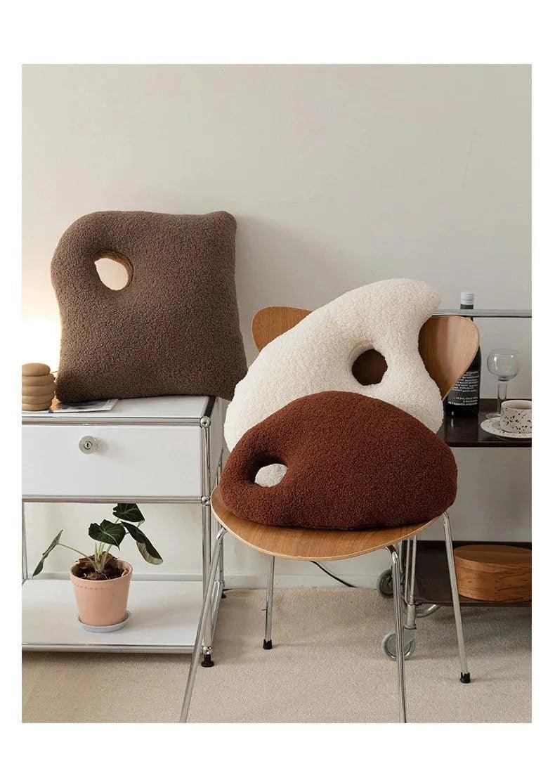 Modern Abstract Throw Pillows │ Neutral Solid Color Wool Decorative Cushion