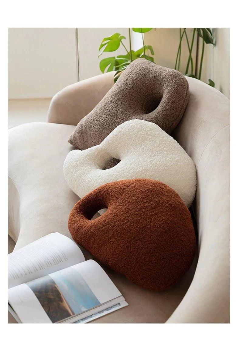 Modern Abstract Throw Pillows │ Neutral Solid Color Wool Decorative Cushion