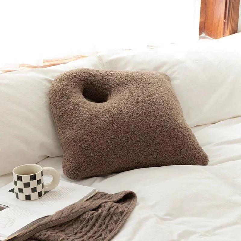 Modern Abstract Throw Pillows │ Neutral Solid Color Wool Decorative Cushion