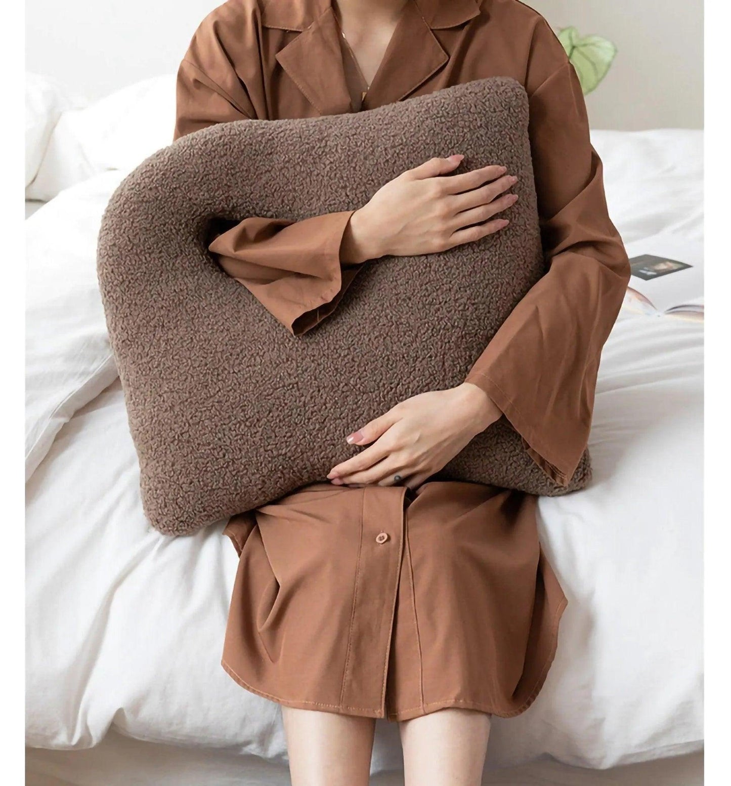 Modern Abstract Throw Pillows │ Neutral Solid Color Wool Decorative Cushion