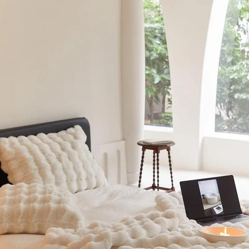 Neutral Luxury Fluffy Fur Throw Pillow │ High-end Warm Comfortable Cushions with pilling│ for Beds Living Room Sofa Home Decor