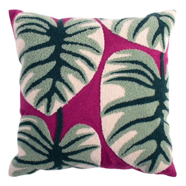 BotanicaLuxe – Knitted Cushion Cover with Lush Floral & Jungle Pattern