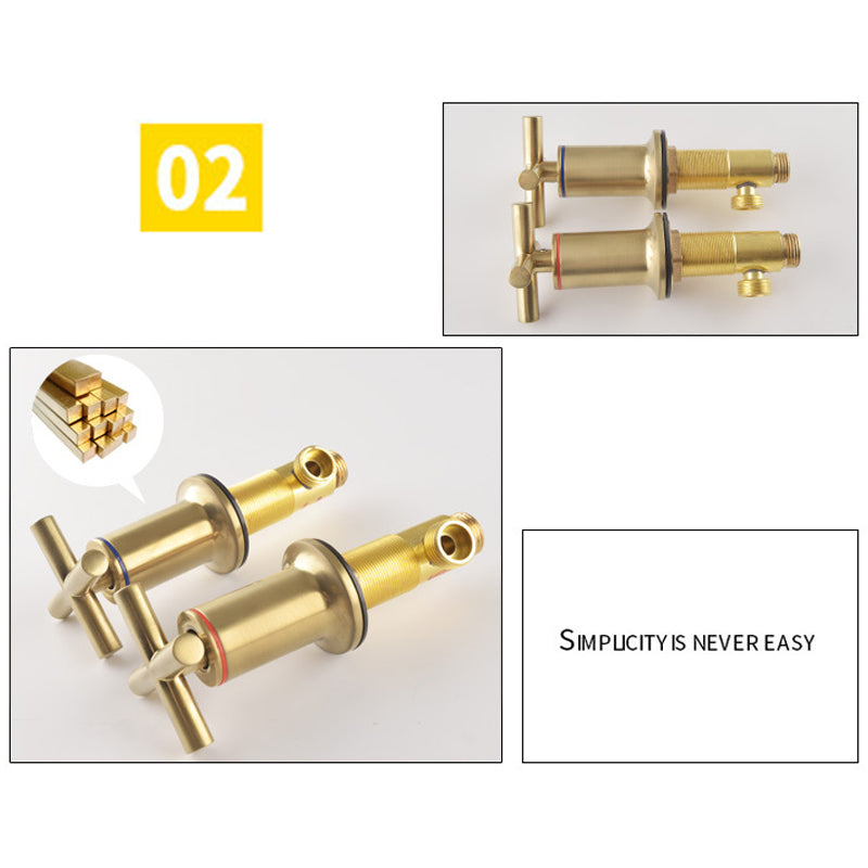 Brushed Gold Three Hole Waterfall Widespread Bathroom Sink Faucet