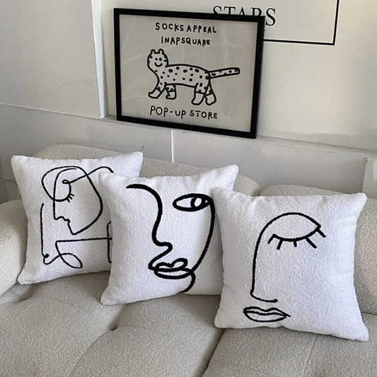 Thelittleesse™ Abstract Face Artistic Cushion Cover – Modern Minimalist Home Decor