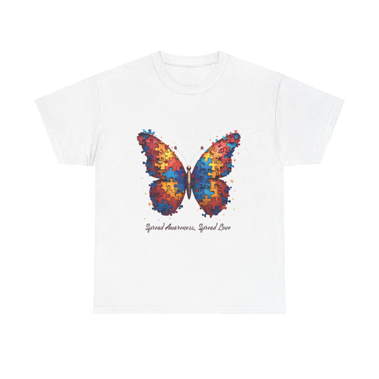 Spread Awareness, Spread Love: Autism Puzzle Butterfly T-Shirt