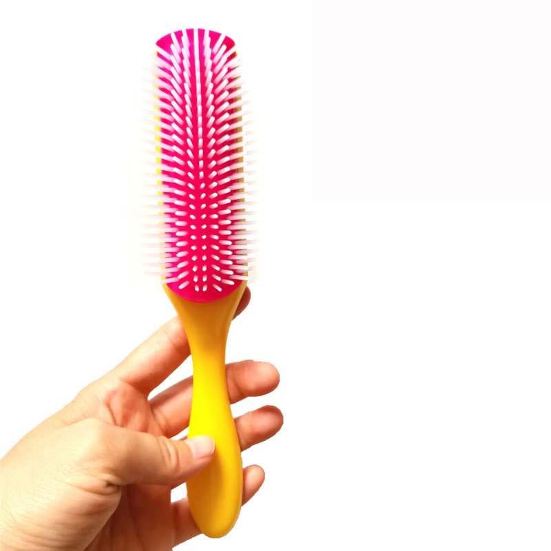 CurlEase - 9-Row Detangling Brush for Straight & Curly Hair