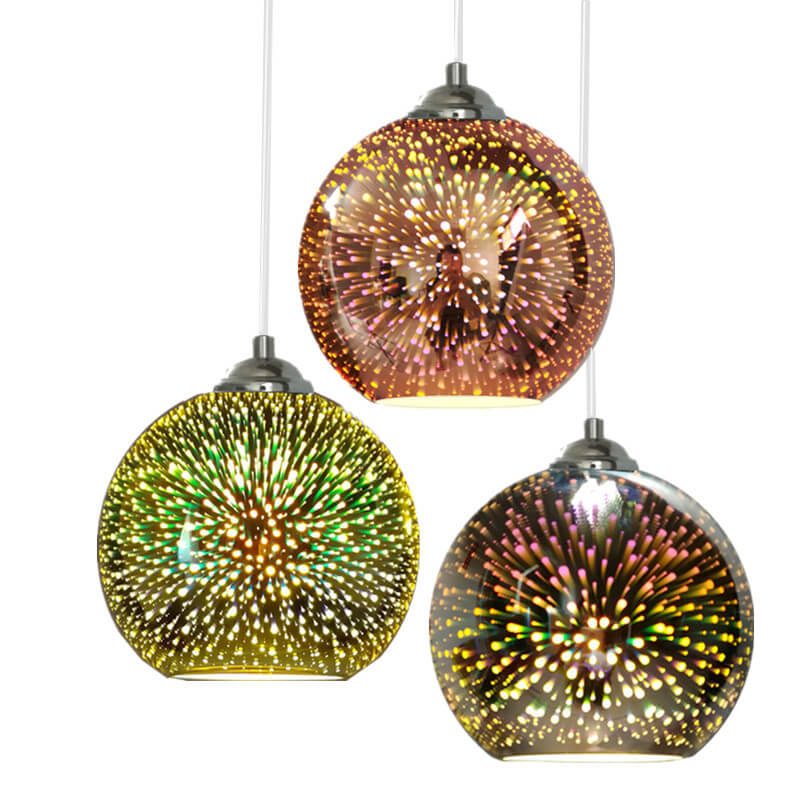 Thelittleesse™ 3D Fireworks Glass Pendant Light – Colorful Dome Ceiling Fixture
