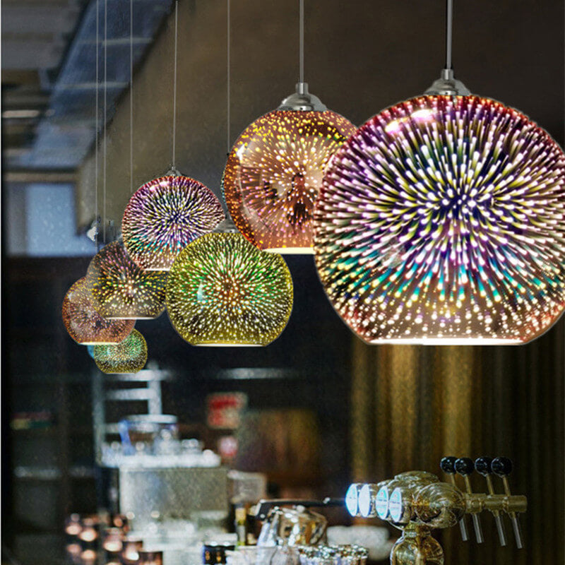 Thelittleesse™ 3D Fireworks Glass Pendant Light – Colorful Dome Ceiling Fixture