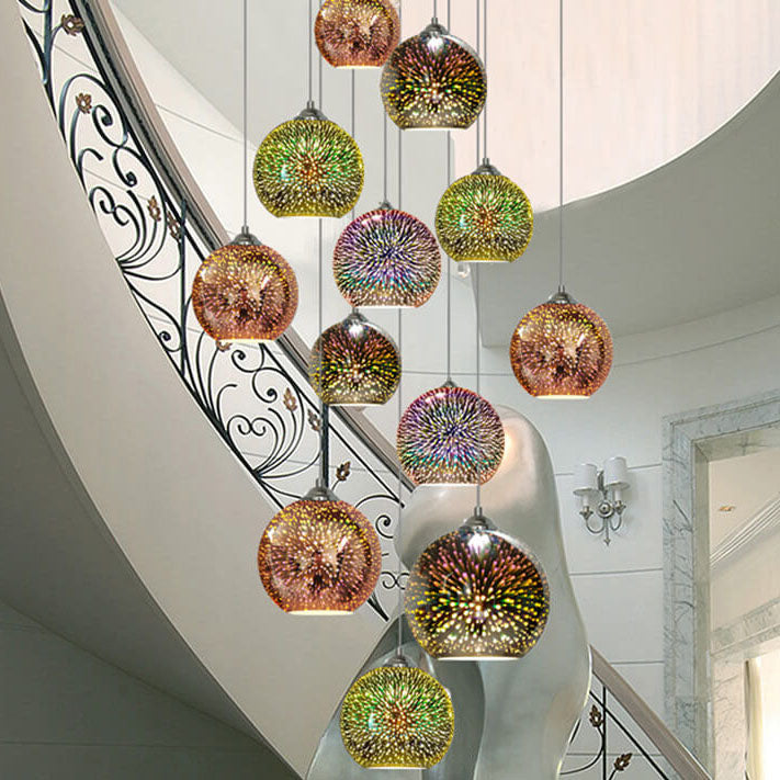 Thelittleesse™ 3D Fireworks Glass Pendant Light – Colorful Dome Ceiling Fixture