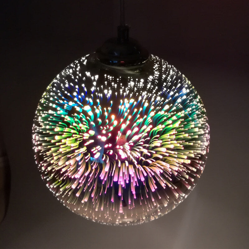 Thelittleesse™ 3D Fireworks Glass Pendant Light – Colorful Dome Ceiling Fixture