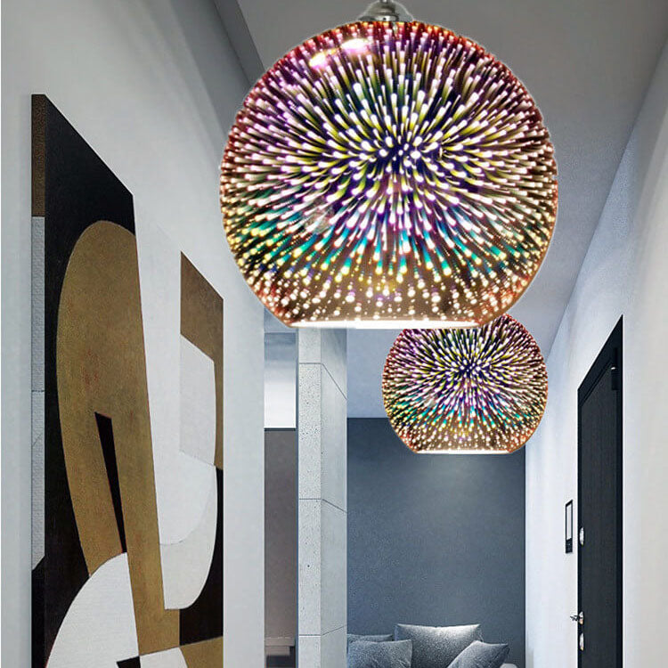 Thelittleesse™ 3D Fireworks Glass Pendant Light – Colorful Dome Ceiling Fixture