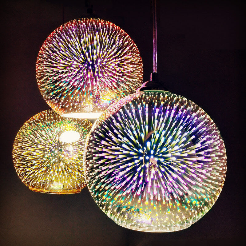 Thelittleesse™ 3D Fireworks Glass Pendant Light – Colorful Dome Ceiling Fixture