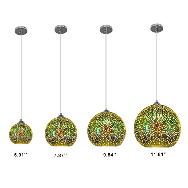 Thelittleesse™ 3D Fireworks Glass Pendant Light – Colorful Dome Ceiling Fixture
