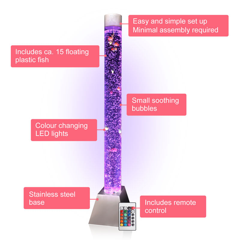 Sensory Bubble Tube for Autism – Calming LED Light with Floating Fish for Sensory Rooms