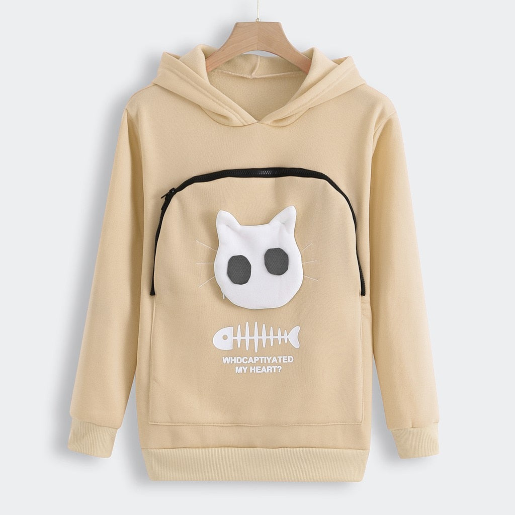 Hug Pouch Sweater for Pet Lovers – Cozy Cotton Design with Removable Lining and Kangaroo Pocket