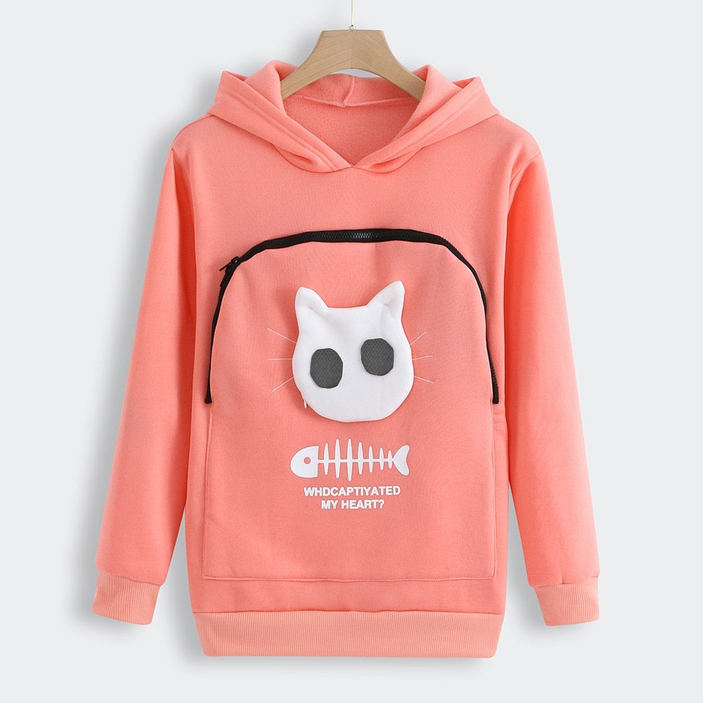 Hug Pouch Sweater for Pet Lovers – Cozy Cotton Design with Removable Lining and Kangaroo Pocket