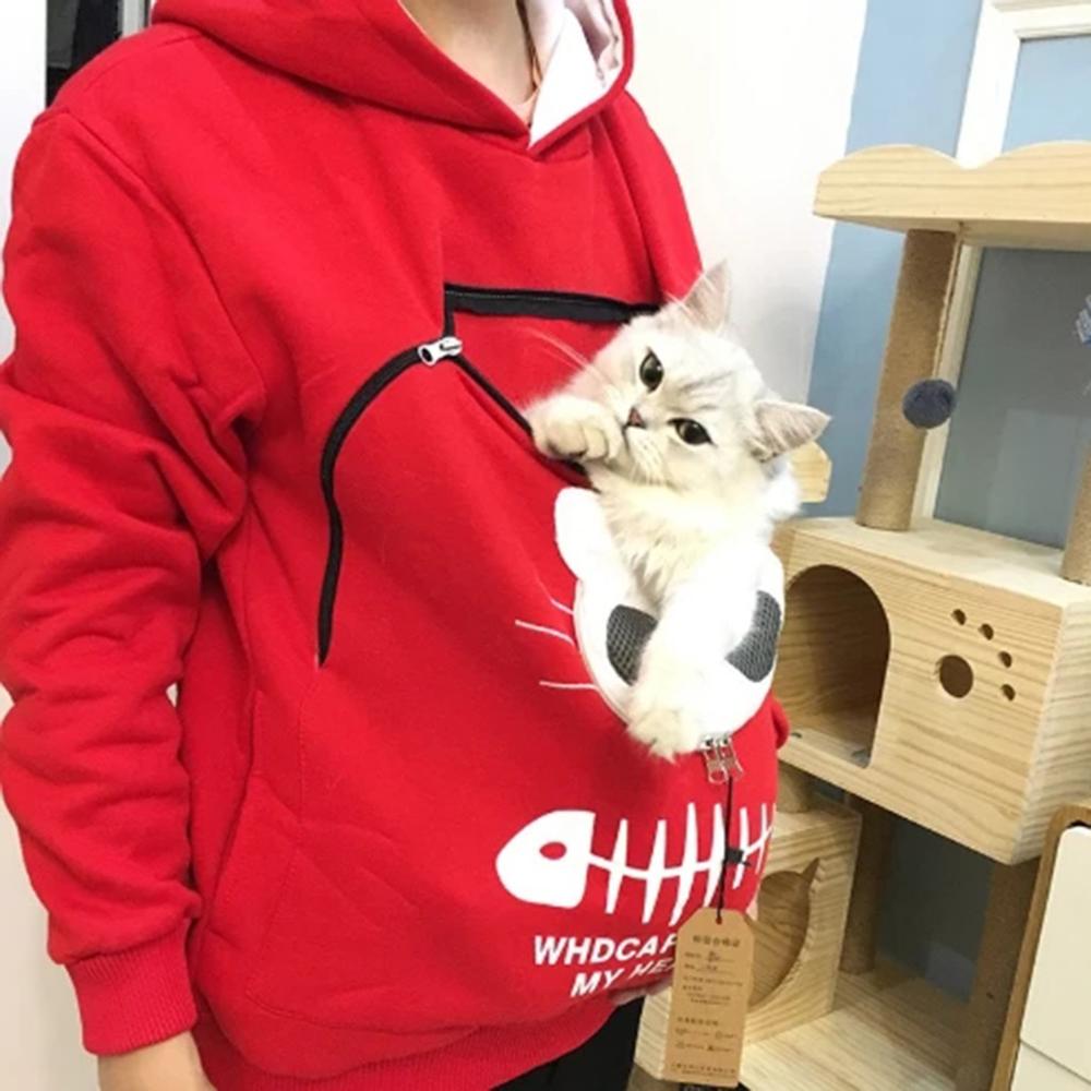 Hug Pouch Sweater for Pet Lovers – Cozy Cotton Design with Removable Lining and Kangaroo Pocket