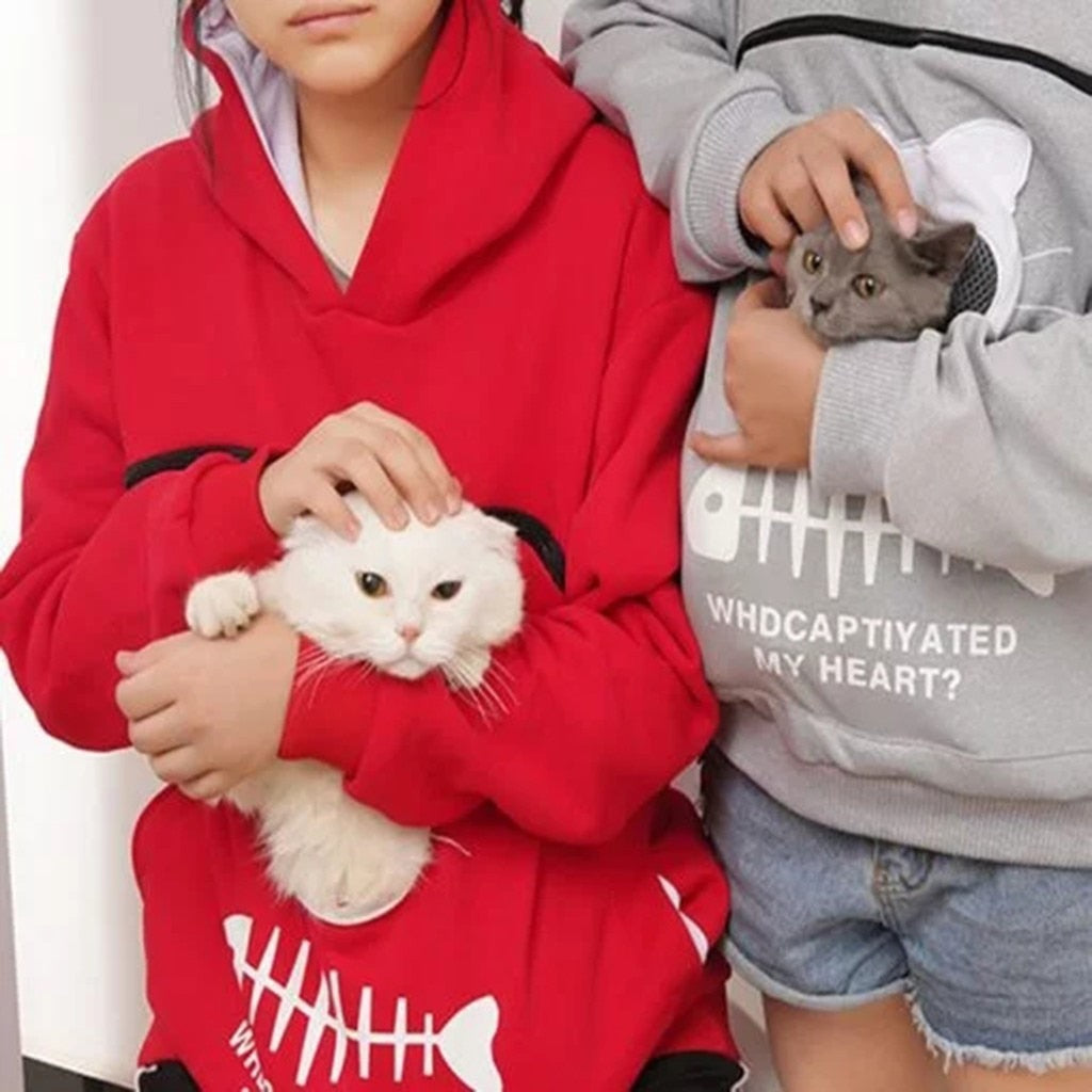 Hug Pouch Sweater for Pet Lovers – Cozy Cotton Design with Removable Lining and Kangaroo Pocket