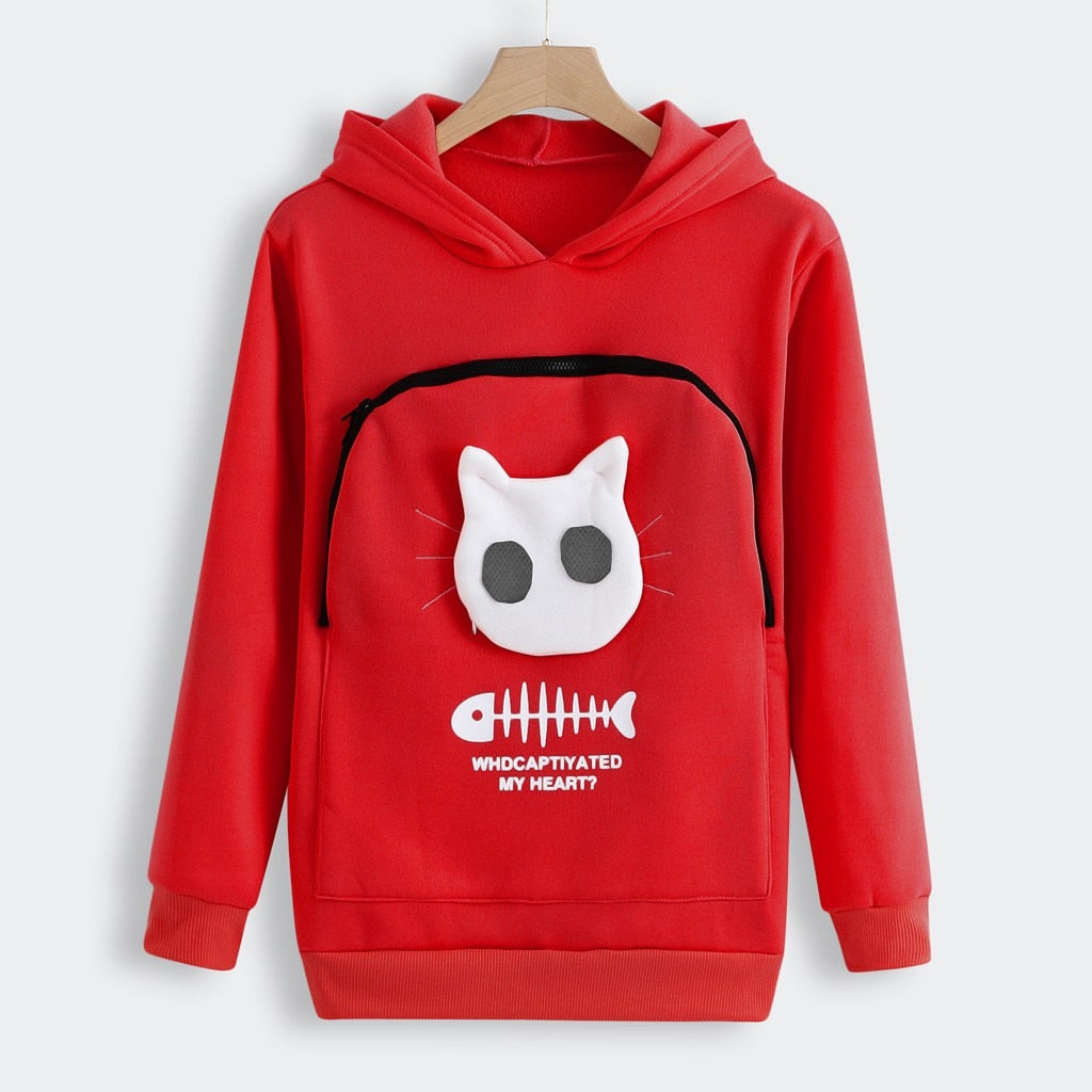 Hug Pouch Sweater for Pet Lovers – Cozy Cotton Design with Removable Lining and Kangaroo Pocket