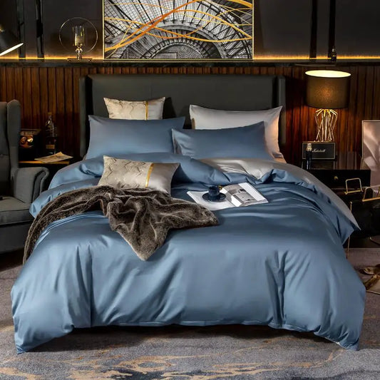 Thelittleesse™ Heavenly Hue Bedding Set – 400TC Egyptian Cotton in Sky Blue with Elegant Twill Finish