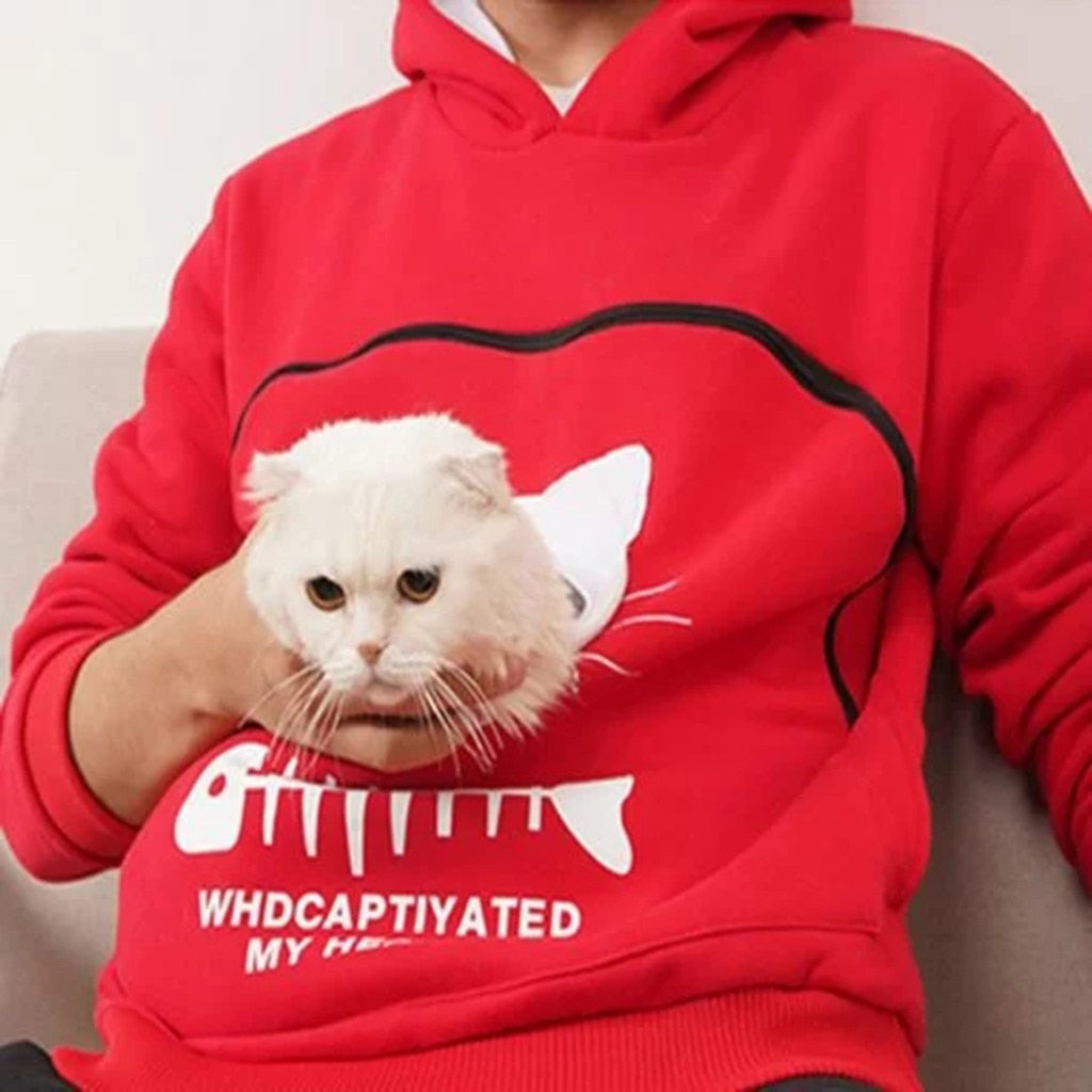 Hug Pouch Sweater for Pet Lovers – Cozy Cotton Design with Removable Lining and Kangaroo Pocket