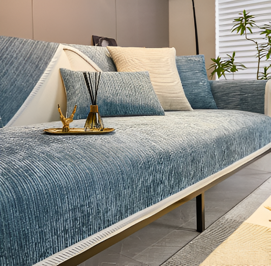 Thelittleesse™ Stylish Chenille Sofa Cover – Striped Comfort and Protection