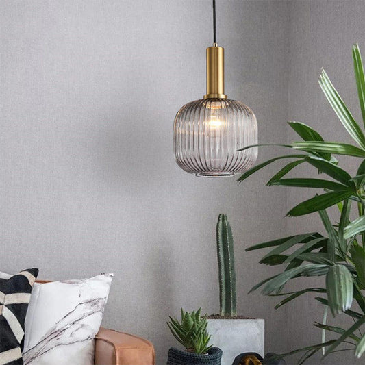 Thelittleesse™ Nordic Fluted Glass Pendant Lights – Minimalist Ceiling Fixtures for Modern Interiors
