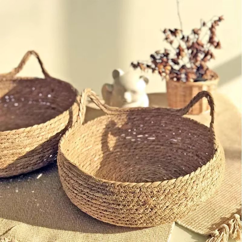 Cat Bed Handwoven Natural Seagrass with Cushion