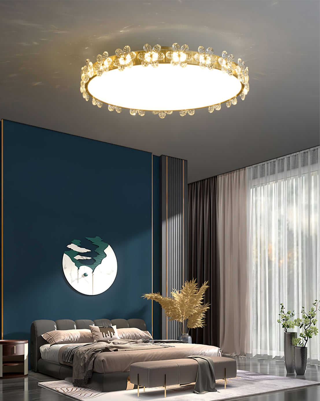 FloralCrystal - Ceiling Lamp with Crystal Petals and Subtle Light Spread