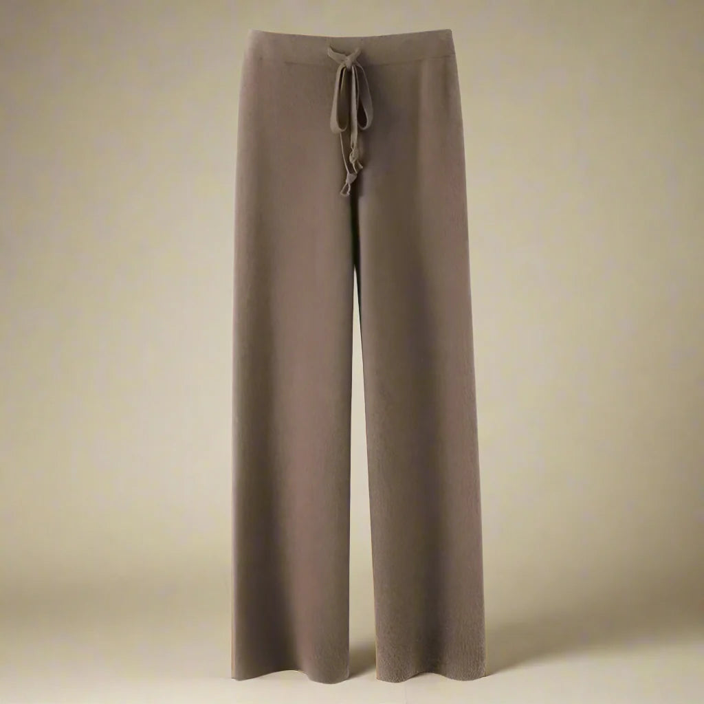 Mila High-Waisted Wool Knit Wide-Leg Pants – Chic & Cozy Autumn/Winter Style