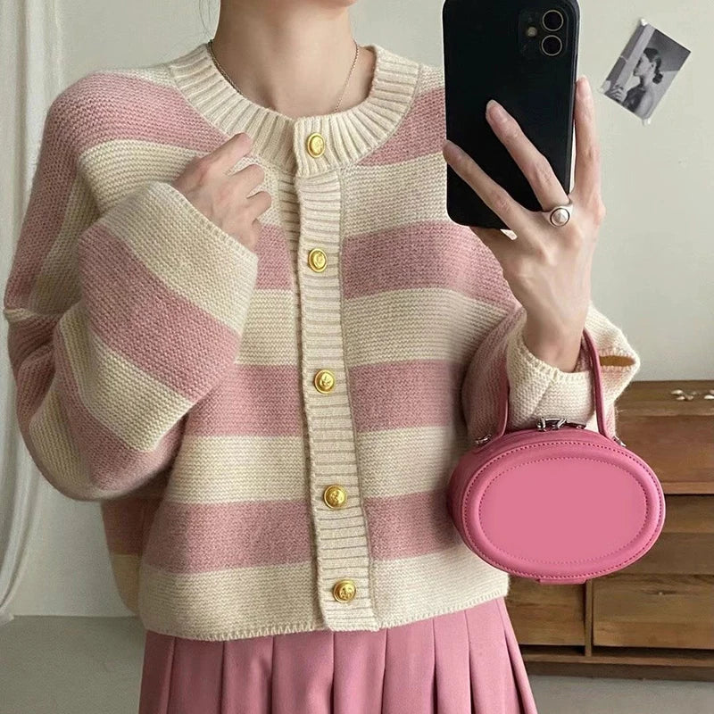 Josephine: Striped Knitted Cardigan/sweater